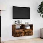 vidaXL Meubles TV muraux et lumières LED 2 Pièces chêne fumé 41x31x45 cm