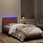 vidaXL Cadre de lit avec lumières LED rose 90x200 cm velours