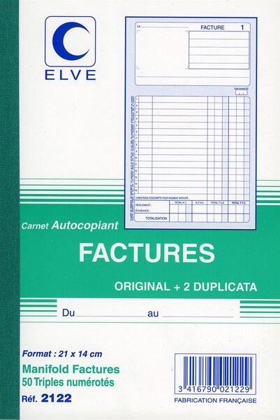 Manifold FACTURES 210 x 140 mm 50 feuillets Tripli ELVE