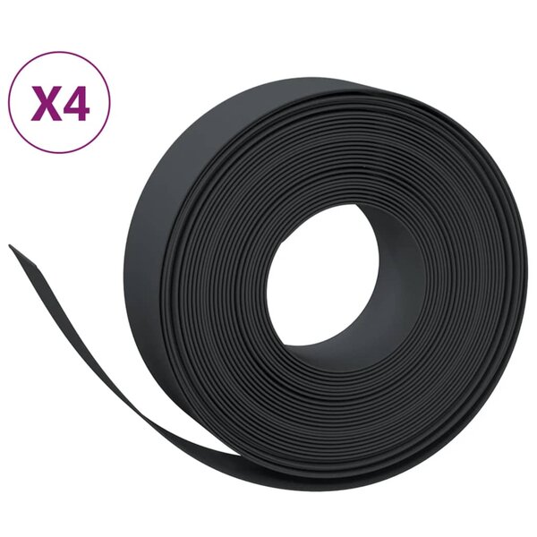 vidaXL Bordures de jardin 4 Pièces noir 10 m 15 cm polyéthylène