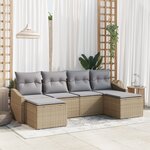 vidaXL Ensemble de dîner de jardin en 6 pièces avec coussins en rattan synthétique beige