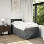 vidaXL Sommier à lattes de lit avec matelas Gris foncé 100x200cm Tissu