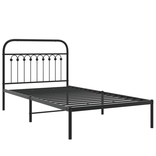 vidaXL Cadre de lit métal avec tête de lit noir 100x200 cm