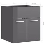 vidaXL Armoire d'évier avec lavabo intégré Gris brillant Aggloméré