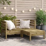 vidaXL Canapé de jardin 2 places avec repose-pieds bois pin imprégné