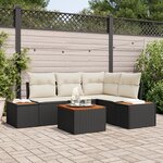 vidaXL Ensemble de Canapés de Jardin de 5 Pièces avec Coussins Noir Poly Rattan Acacia