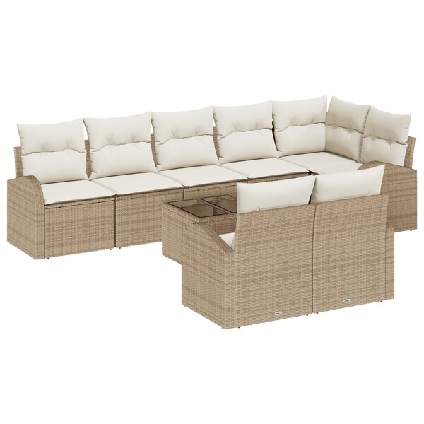 vidaXL Ensemble de Canapés de Jardin 9 Pièces avec Coussins Brun Poly Rattan