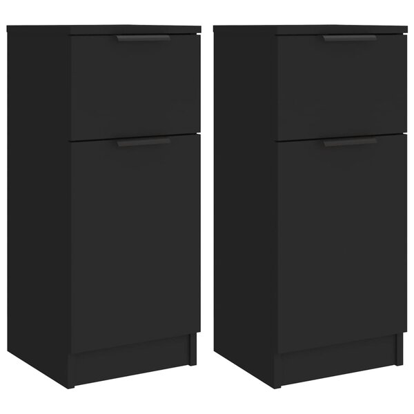 vidaXL Buffets 2 Pièces noir 30x30x70 cm bois d'ingénierie