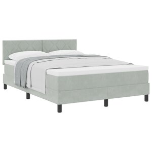 Lit à ressort vidaXL avec matelas Gris clair 140x190 cm Velours