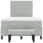 vidaXL Lit à ressort avec matelas et banc Gris clair 120x200 cm Velours