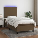vidaXL Sommier à lattes de lit et matelas et LED Marron foncé 90x190cm