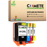 CARTOUCHE 912XL pack de 4 Compatibles avec HP -COMETE  Entreprise française