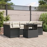 vidaXL Ensemble canapé jardin 7 pièces avec coussins Noir Rattan