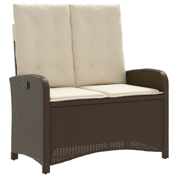 vidaXL Banc inclinable de jardin avec coussins marron résine tressée