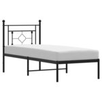 vidaXL Cadre de lit métal avec tête de lit noir 80x200 cm