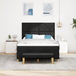 vidaXL Lit à ressorts avec matelas et banc noir 140x200 cm en tissu