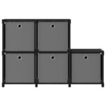 vidaXL Étagère d'affichage 5 cubes et boîtes Noir 103x30x72 5 cm Tissu