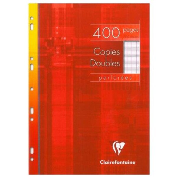 Copies doubles perforées blanche 21x29,7cm 400 pages grands carreaux 90g CLAIREFONTAINE