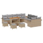 Set de Canapés de Jardin 14 Pièces avec Coussins Beige Rattan Synthétique Acacia
