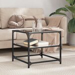 vidaXL Table basse avec dessus en verre noir 50x50x45 cm acier