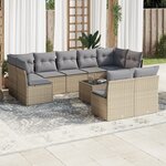 vidaXL Salon de jardin avec coussins 10 Pièces beige résine tressée