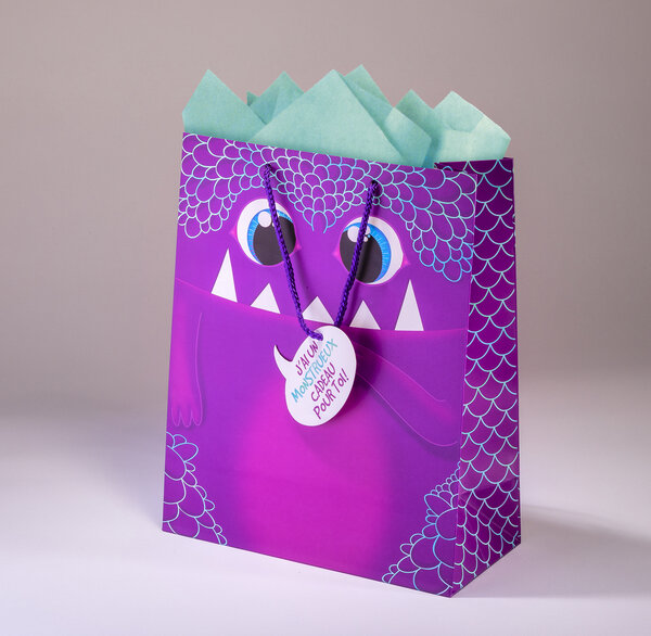 Sac cadeau monster gml 26 x h 32,5 monstre