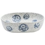 vidaXL Vasque à poser gris et bleu ovale 47x33x13 cm céramique