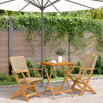 vidaXL Ensemble de bistro 3 Pièces beige résine tressée et bois massif