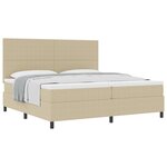 vidaXL Lit avec Sommier et Matelas Beige Clair 200x200 cm Tissu en Velours Côtelé