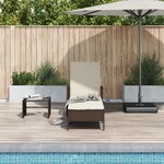 vidaXL Chaise Longue Marron et crème Rattan PE 157 x 55 x 92 cm Pliable