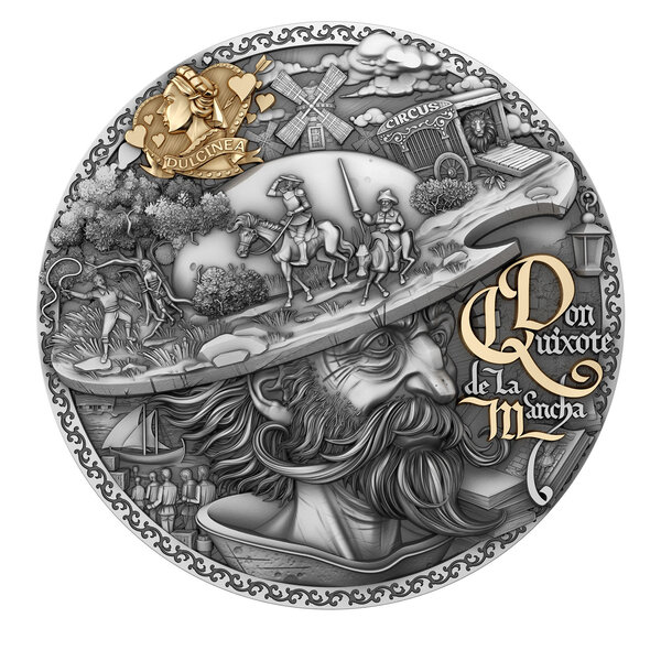 DON QUIXOTE DE LA MANCHA 2 Once Argent Monnaie 5 Dollars Niue 2024