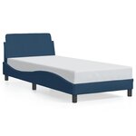vidaXL Cadre de lit avec tête de lit sans matelas bleu 90x190 cm tissu