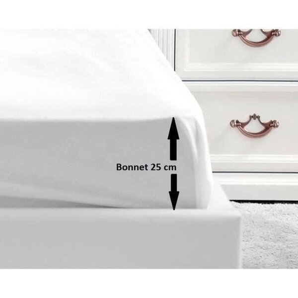 Drap Housse 100  coton 140 x 190 x 25 cm blanc