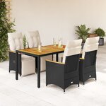 vidaXL Ensemble de bistro de jardin 5 Pièces coussins noir poly rotin