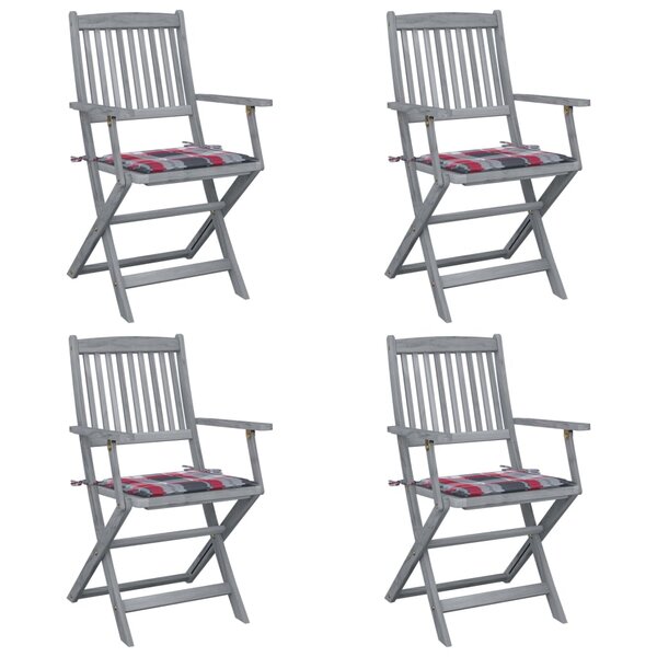 vidaXL Chaises pliables d'extérieur 4 Pièces avec coussins Bois d'acacia