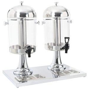 vidaXL Double distributeur de jus en acier inoxydable 2 x 8 L
