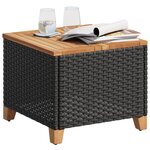 vidaXL Table de jardin noir 45x45x37 cm résine tressée et bois acacia