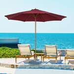 Outsunny Parasol droit en bois polyester haute densité protection solaire Ø 3 x 2 5 m rouge