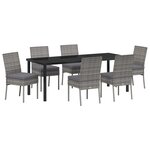 vidaXL Set de salle à manger de jardin 7 pièces Gris Poly Rattan