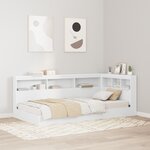 vidaXL Lit étagère blanc 90x200 cm en bois aggloméré