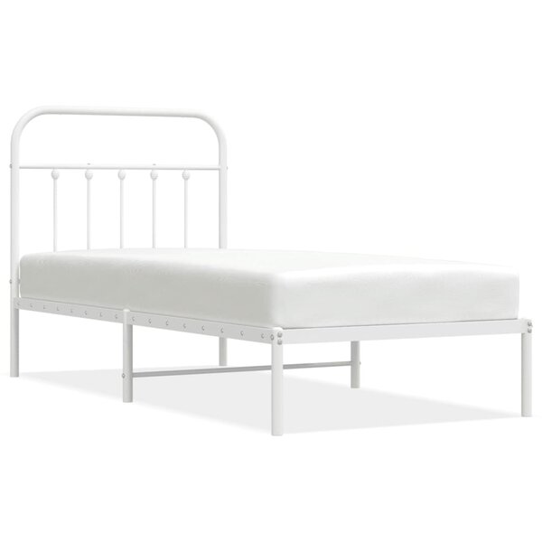 vidaXL Cadre de lit métal sans matelas avec tête de lit blanc 90x190cm