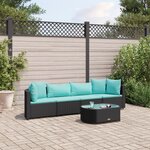vidaXL Salon de jardin 5 Pièces avec coussins noir résine tressée