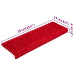 vidaXL Tapis d'escalier 15 Pièces 65x21x4 cm Rouge