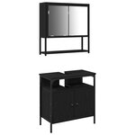 vidaXL ensemble de meubles de salle de bain 2 pièces en bois d'ingénierie chêne noir