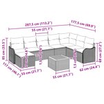 Canapés de Jardin 9 Pièces avec Coussins Gris Poly Rattan