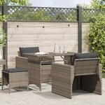 vidaXL Salon de jardin 4 Pièces avec coussins gris résine tressée