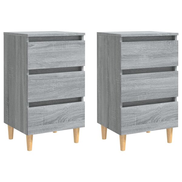 vidaXL Tables de chevet pieds en bois 2 Pièces Sonoma gris 40x35x69 cm