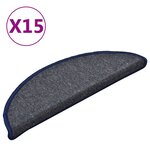 vidaXL Tapis de marches d'escalier 15 Pièces Gris foncé et bleu 56x17x3cm