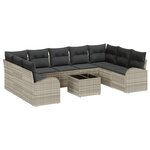 vidaXL Ensemble Canapé Jardin 10 Pièces avec Coussins en Rattan Gris