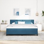 Lit Box Spring vidaXL avec Matelas et LED Bleu Foncé 180x200 cm Velours